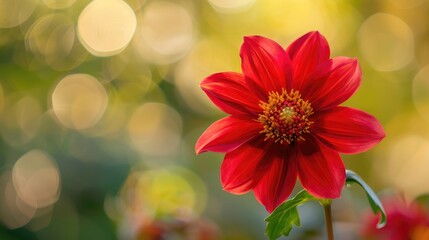 Close up Image of the Red Dahlia Mignon Blossom Dahlia Pinnata A Flowering Plant from the Asteraceae Family in the Asterales Order