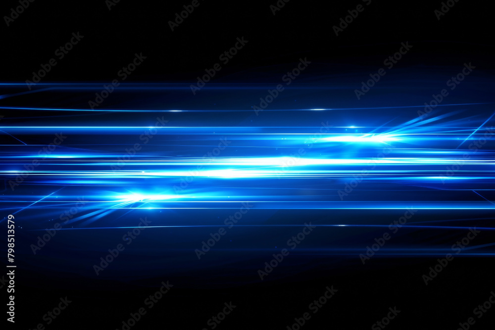 Aufkleber Abstract blue glowing smooth lines background with lots of light wires and bokeh, futuristic technology lights lines