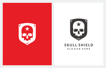 Skull Bone Shield Skeleton logo design icon sign