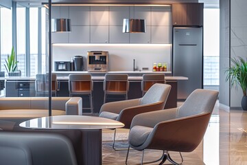 Blurred Design Luxury: Corporate Office Interiors with High-End Appliances