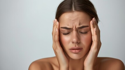 brunette woman with headache