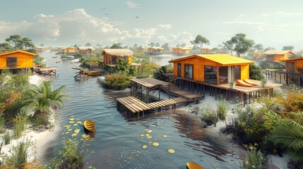 Obraz premium Heatwave-Resilient Infrastructure in Coastal Regions: Strategies to Illustrate Resilient Infrastructure in Heatwave-Prone Areas - Conceptual Illustration for Climate Change Adaptation