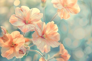 Peach-Colored Vintage Spring Blossoms Under Bright Sunshine: A Floral Tapestry