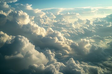 Aerial Splendor: Clear Blue Sky with Serene White Clouds � Sunny Weather View