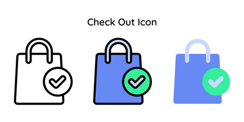 Check Out Icon. Line, Line Color, Flat Style.