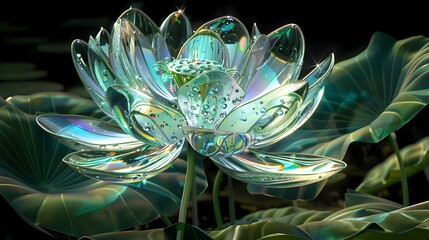 Captivating Glass Lotus Flower Bouquet with Shimmering Gems