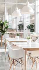 office interior, closeup, light and airy, white