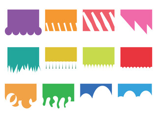 Separator shape for website set. Curve lines frame and corner, border for top page isolated on white. EPS 10.