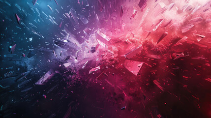 Abstract background with explosion of glass particles