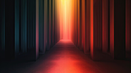 Abstract background with the dark corridor with the light at the end