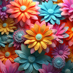 Fototapeta na wymiar colorful flower background, 3d animated background of colorful flowers stock photo