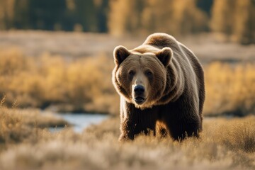 Fototapeta premium 'bear alaskan brown grizzly alaska closeup tree nobody bark mammal captive power day horizontal ear head laying strong captivity outside1 portrait wood front yellowstone powerful outdoors log resting'