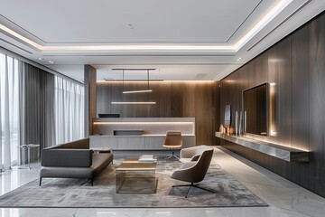 High-End Office Decoration Ideas: Trendsetting Minimalist Furniture & Dynamic Lighting Solutions for Enhanced Workspace Creativity & Collaboration