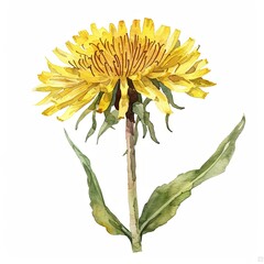 Dandelion watercolor isolated on white background - obrazy, fototapety, plakaty