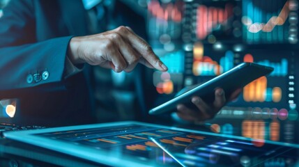 Business audit stock financial finance management on analysis data strategy with graph accounting marketing or report chart economy investment research profit concept. Generative AI hyper realistic 