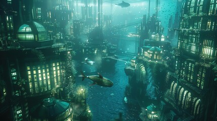 Future undersea city UHD wallpaper