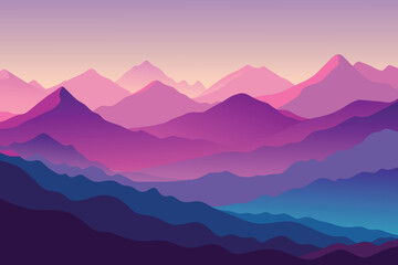 Gradient mountain landscape. Blurred volumetric silhouettes of hills. Vector wavy background with mountain slopes in fog. Desert