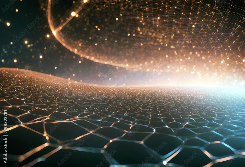 Poster 'rendering 3d wave abstract futuristic data big structure connection network background gital christ