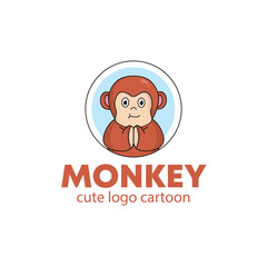 logo monkey cute cartoon vector illustration. animal logo concept .flat style concept illustration cute