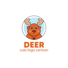 logo deer cute cartoon vector illustration. animal logo concept .flat style concept illustration cute