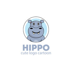 logo hippotamus cute cartoon vector illustration. animal logo concept .flat style concept illustration cute