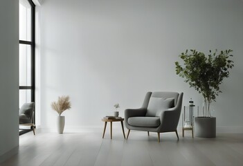 room gray background empty wall armchair interior living color Modern white