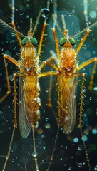 Fotobehang Vibrant Macro Shot of Mosquito Swarm in outdoor, Showcasing Nature's Intricacies © Da