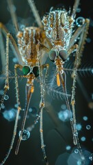 Vibrant Macro Shot of Mosquito Swarm in outdoor, Showcasing Nature's Intricacies