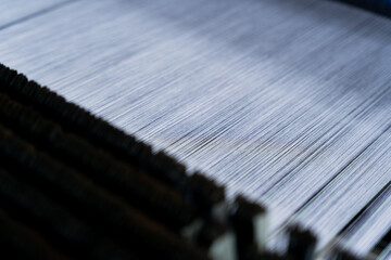 Close-Up of Weaving Machine in Textile Factory


