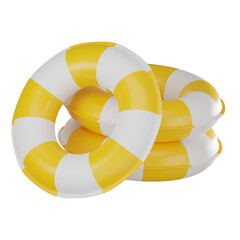 Yellow Inflatable Swim Ring for Beach and Pool Safety. 3D Render