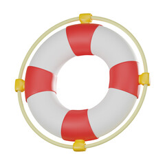 Beach Holiday Security: Life Ring and Tire Floating Travel Icon. 3D Render