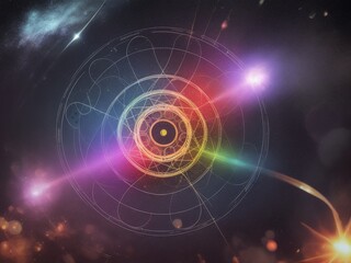 色鮮やかに輝く複数の魔法陣、generative ai