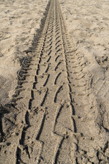 tire track on the sand