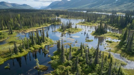 Alaskan Forest Edge Flooded by Melting Glaciers: Environmental Impact and Ecosystem Changes