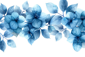 A blue flower bouquet with a white background