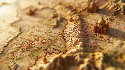 an ancient map showing a showing Greece and Egypt and India