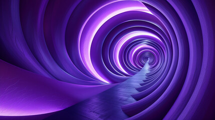 Spiral, geometric shapes, violet lines.