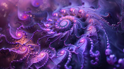 Spirals, geometry, vibrant violet lines.