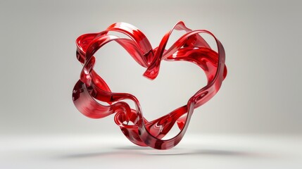 A heart-shaped sculpture made from flowing ribbons in various shades of red, representing the vital movement of blood through the heart.  