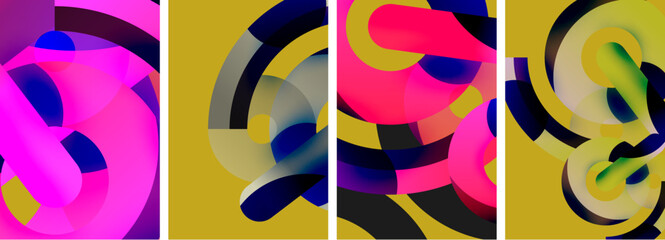Circle geometric abstract vector posters. Vector Illustration For Wallpaper, Banner, Background, Card, Book Illustration, landing page