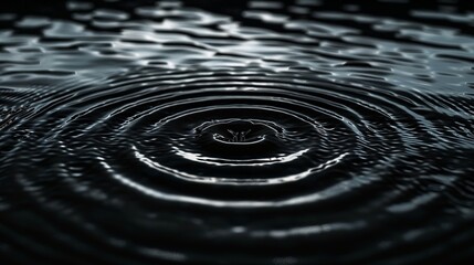 A ripple effect emanating from a single point on a calm, black pool, suggesting a world hidden beneath the surface.