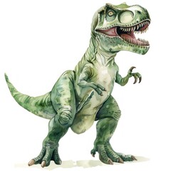 Obraz premium Charming watercolor clipart of a mischievous T-rex in a playful stance