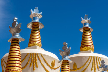 Detail of large Buddhist stupas at Basgo in northern India