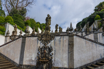 Fototapeta premium Braga, Portugal. The Sanctuary of Bom Jesus do Monte. It's located on the hill ,overlooking the city of Braga and inscribed as a UNESCO World Heritage Site.