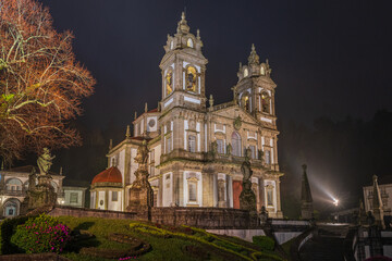 Fototapeta na wymiar Braga, Portugal. The Sanctuary of Bom Jesus do Monte. It's located on the hill ,overlooking the city of Braga and inscribed as a UNESCO World Heritage Site.