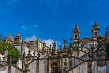 Fototapeta premium Braga, Portugal. The Sanctuary of Bom Jesus do Monte. It's located on the hill ,overlooking the city of Braga and inscribed as a UNESCO World Heritage Site.