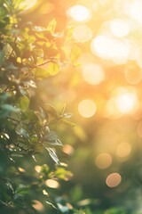 Bokeh light from the sun through the leaves. vertical