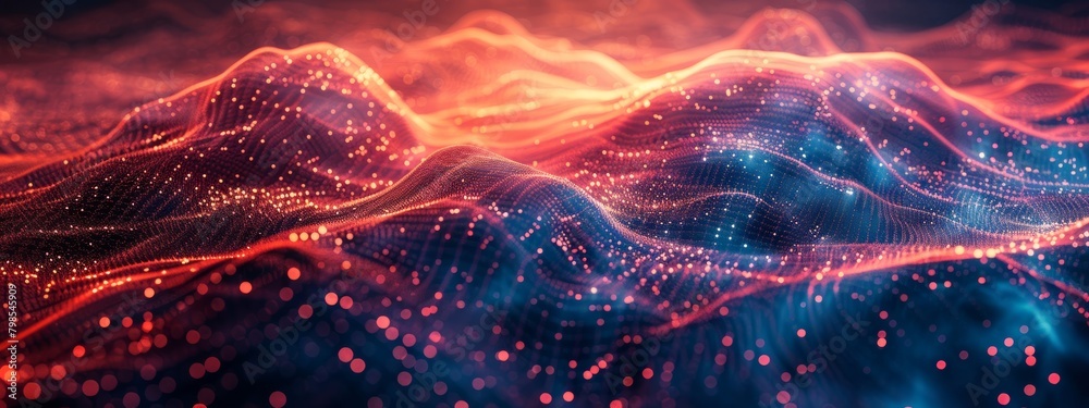 Poster abstract 3d ai neural network wireframe visualization with glowing connections - digital landscape c