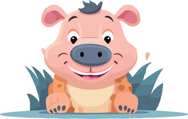 Cheerful Cartoon Piglet