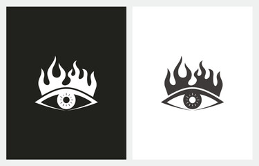 Eyes Of Horus with Fire Flame logo design icon vector
